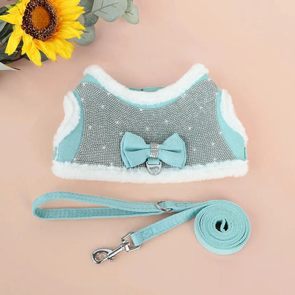 Premium Strass-Hundegeschirr mit Leine - Weiche Weste für kleine Hunde & Katzen - Fellnasenliebe123