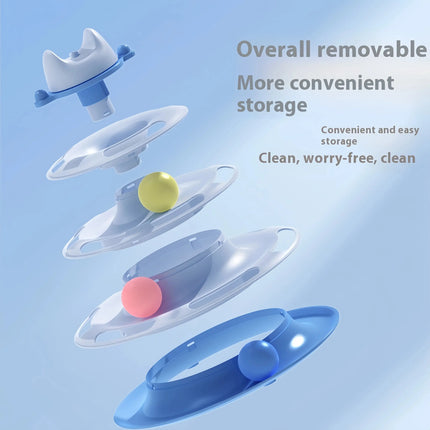 Katze Spielzeug Vier-schicht Rotierenden Track Ball Feder Stick Interaktive Für Katzen Spielzeug Raum Turm spiel bord Katze Spielzeug pet liefert Fellnasenliebe123