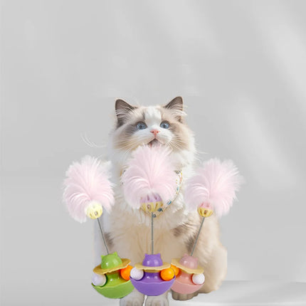 Katzenspielzeug Tumbler Teaser Zauberstab mit Feder und Katzenminze-Ball