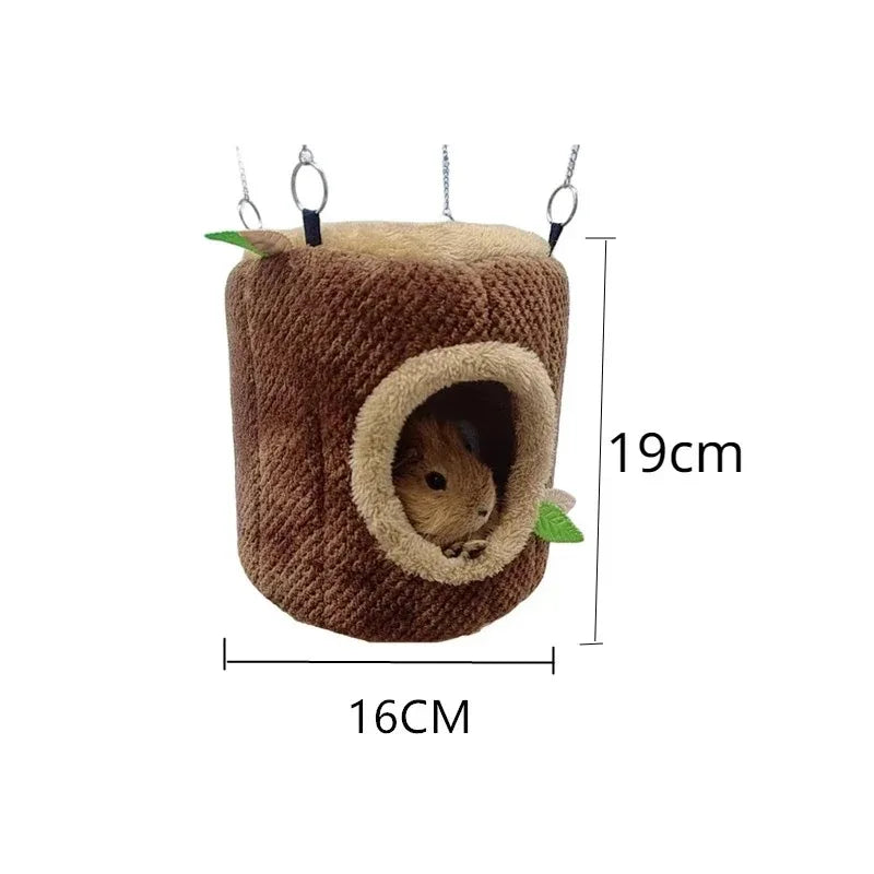 Hamster-Hängematte Baumstumpf-Design - Warmes Nest für Kleintiere in 2 Größen