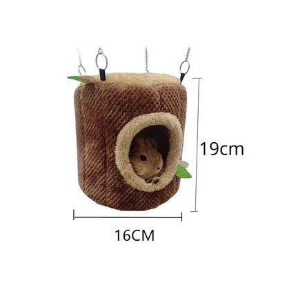 Hamster-Hängematte Baumstumpf-Design - Warmes Nest für Kleintiere in 2 Größen