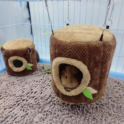 Hamster-Hängematte Baumstumpf-Design - Warmes Nest für Kleintiere in 2 Größen