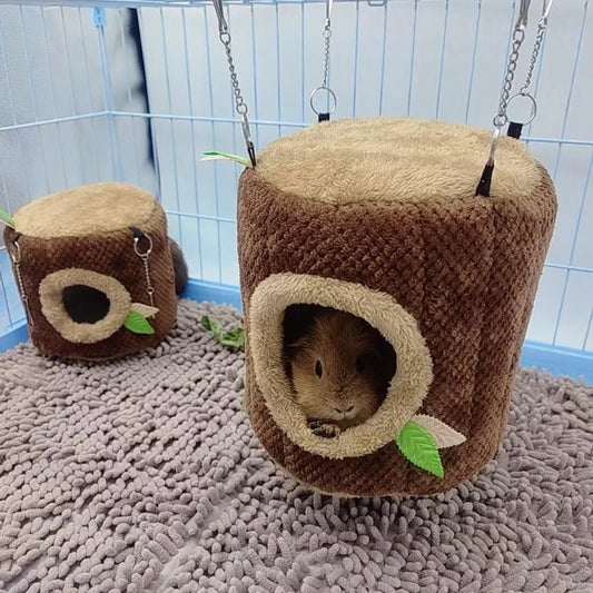 Hamster-Hängematte Baumstumpf-Design - Warmes Nest für Kleintiere in 2 Größen