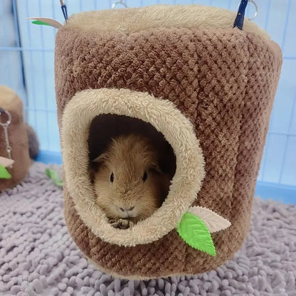 Hamster-Hängematte Baumstumpf-Design - Warmes Nest für Kleintiere in 2 Größen