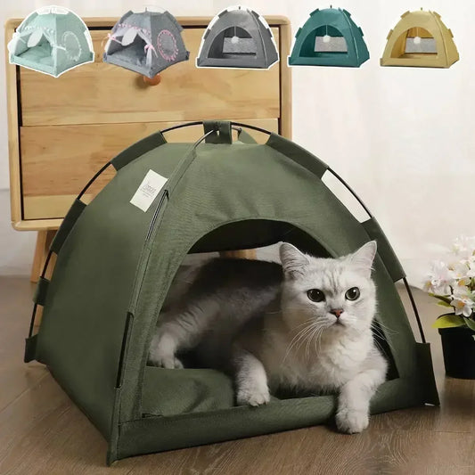 Halbgeschlossenes Zelt-Bett für Katzen in grau mit Reißverschluss