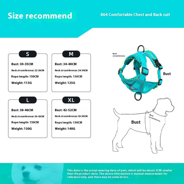 Neue reflektierende Hundegeschirrweste, atmungsaktiv, leicht zu tragen, bequem, verstellbar, Haustiergeschirr für kleine und mittelgroße Hunde Fellnasenliebe123