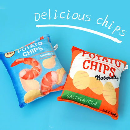 Chips-Hundespielzeug mit Quietscher - Plüsch Kauspielzeug für kleine & mittlere Hunde