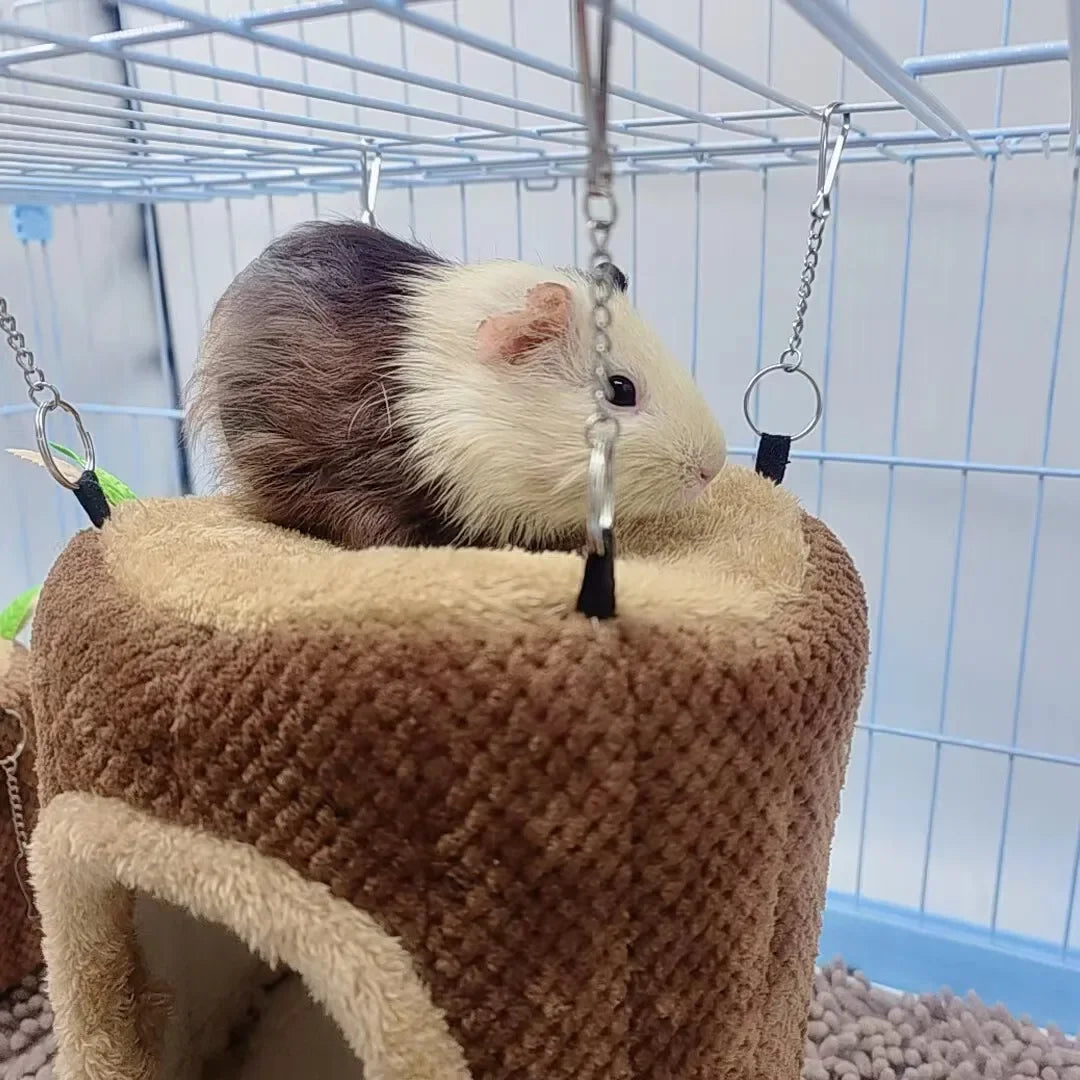 Hamster-Hängematte Baumstumpf-Design - Warmes Nest für Kleintiere in 2 Größen
