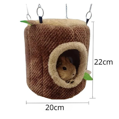 Hamster-Hängematte Baumstumpf-Design - Warmes Nest für Kleintiere in 2 Größen