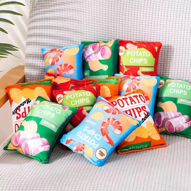 Chips-Hundespielzeug mit Quietscher - Plüsch Kauspielzeug für kleine & mittlere Hunde