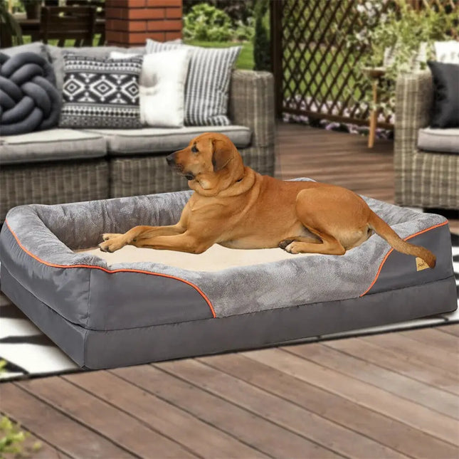 Jumbo großes orthopädisches Hundebett, Memory-Schaum, Haustiersofa, Couch, wasserdicht, erhöhtes Kissen, warme Welpenrolle, Couch, abnehmbarer Bezug Fellnasenliebe123