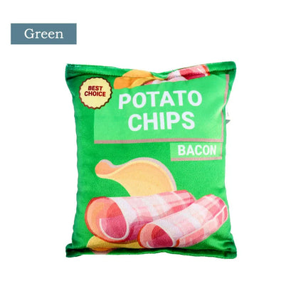 Chips-Hundespielzeug mit Quietscher - Plüsch Kauspielzeug für kleine & mittlere Hunde