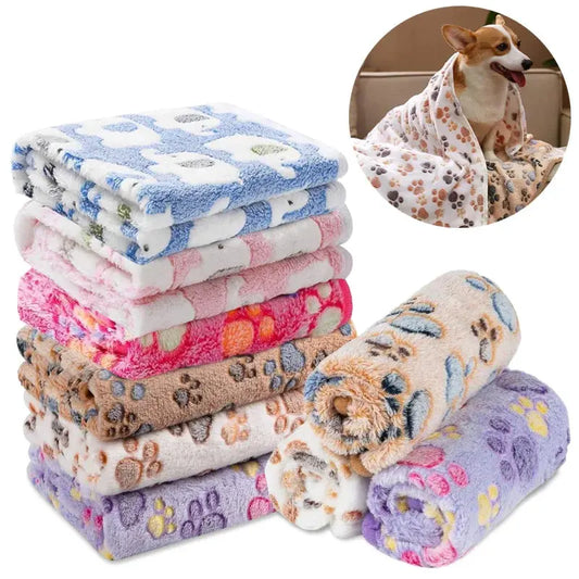 Hundebettmatte, Decke, weiche, flauschige Haustierdecke, niedliche Pfoten/Elefant-Muster, Haustier-Reisematte, warme, bequeme Decke für Katzen und Hunde Fellnasenliebe123
