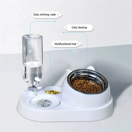 Futterbehälter mit Waterer Pet Waterer Feeder 2-in-1 Katzennapf Wasserspender Automatische Wasseraufbewahrung Futternapf für Hunde und Katzen Fellnasenliebe123