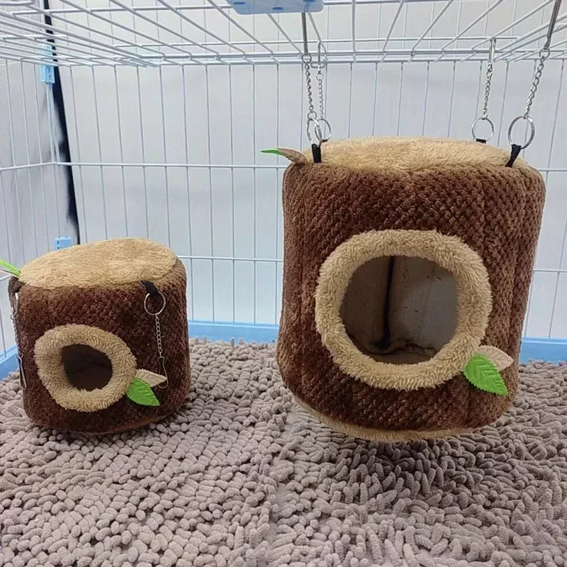 Hamster-Hängematte Baumstumpf-Design - Warmes Nest für Kleintiere in 2 Größen