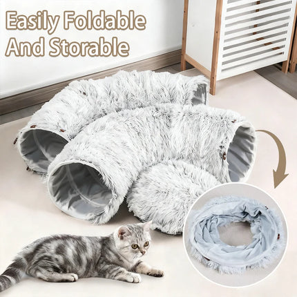 Katzentunnel Bett 2-in-1 – Multifunktionaler Spieltunnel & Schlafplatz für Katzen