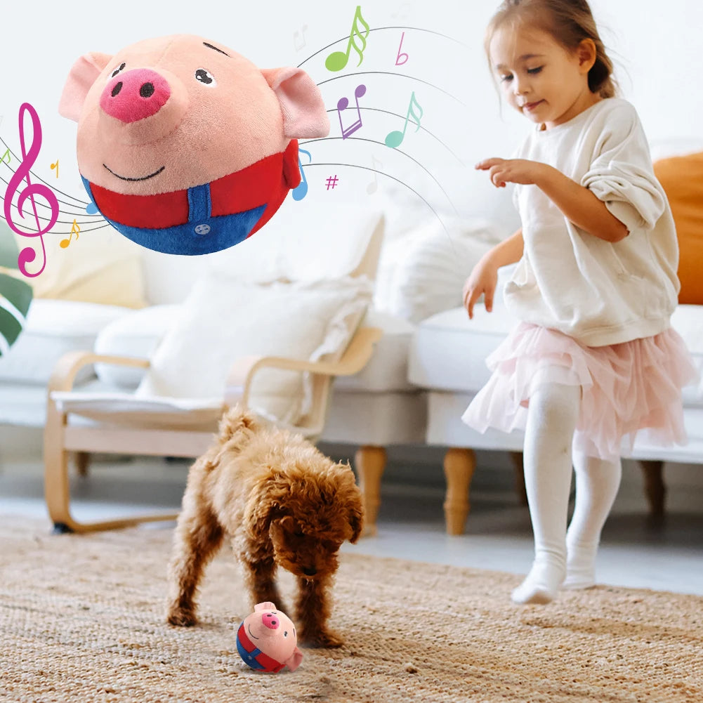 Automatisches Hüpfspielzeug aus Plüsch, bissfest, lustig, interaktiv, quietschendes Spielzeug