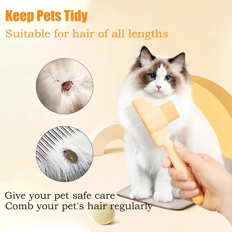 Selbstreinigende Katzenbürste mit Ein-Knopf-Funktion - Tierhaarentferner & Massagekamm