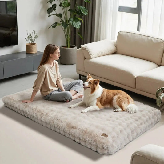 Ultra-Plüsch-Hundebett, weiches Haustierkissen, große Hundekiste, Welpenmatratze, waschbare Matte Fellnasenliebe123