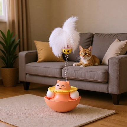 Katzenspielzeug Tumbler Teaser Zauberstab mit Feder und Katzenminze-Ball