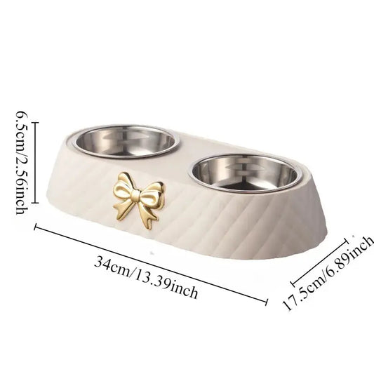 1PC Haustier Hund und Katze Futternäpfe Bowtie Hundefutter Trinken Doppel Schüssel Heimtierbedarf Fellnasenliebe123
