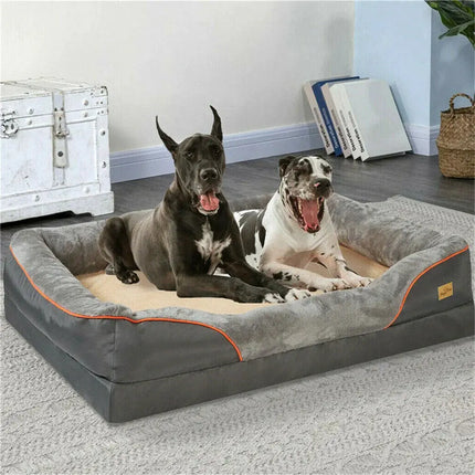Jumbo großes orthopädisches Hundebett, Memory-Schaum, Haustiersofa, Couch, wasserdicht, erhöhtes Kissen, warme Welpenrolle, Couch, abnehmbarer Bezug Fellnasenliebe123
