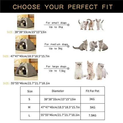 Katzenzelt Abnehmbar Halbhöhle Waschbar Kuschelig