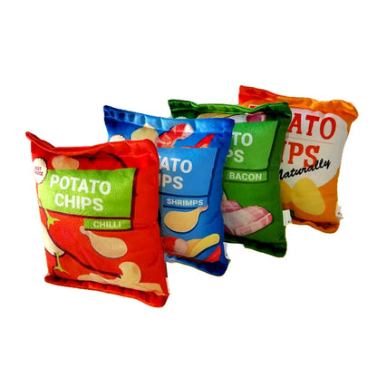 Chips-Hundespielzeug mit Quietscher - Plüsch Kauspielzeug für kleine & mittlere Hunde