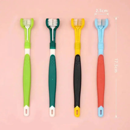 3-seitige Haustierzahnbürste, Hundezahnbürste aus Kunststoff, entfernt Mundgeruch, Zahnstein, Zahnpflege für Haustiere - Fellnasenliebe123