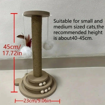 Katzen Kratzbaum Plattenspieler mit Sisal-Kratzbrett und Spielbällen