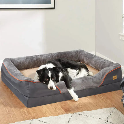 Jumbo großes orthopädisches Hundebett, Memory-Schaum, Haustiersofa, Couch, wasserdicht, erhöhtes Kissen, warme Welpenrolle, Couch, abnehmbarer Bezug Fellnasenliebe123