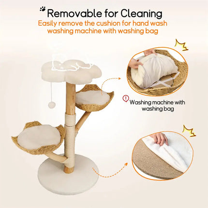 110 cm moderner Kratzbaum für Katzenmöbel, Aktivitätszentrum aus massivem Holz mit Kratzbaum für Kätzchen Fellnasenliebe123