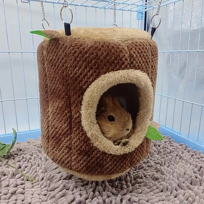 Hamster-Hängematte Baumstumpf-Design - Warmes Nest für Kleintiere in 2 Größen