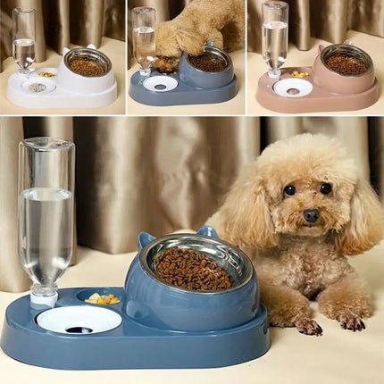 Futterbehälter mit Waterer Pet Waterer Feeder 2-in-1 Katzennapf Wasserspender Automatische Wasseraufbewahrung Futternapf für Hunde und Katzen Fellnasenliebe123