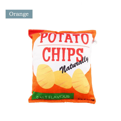 Chips-Hundespielzeug mit Quietscher - Plüsch Kauspielzeug für kleine & mittlere Hunde