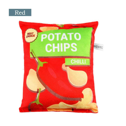 Chips-Hundespielzeug mit Quietscher - Plüsch Kauspielzeug für kleine & mittlere Hunde