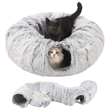 Katzentunnel Bett 2-in-1 – Multifunktionaler Spieltunnel & Schlafplatz für Katzen
