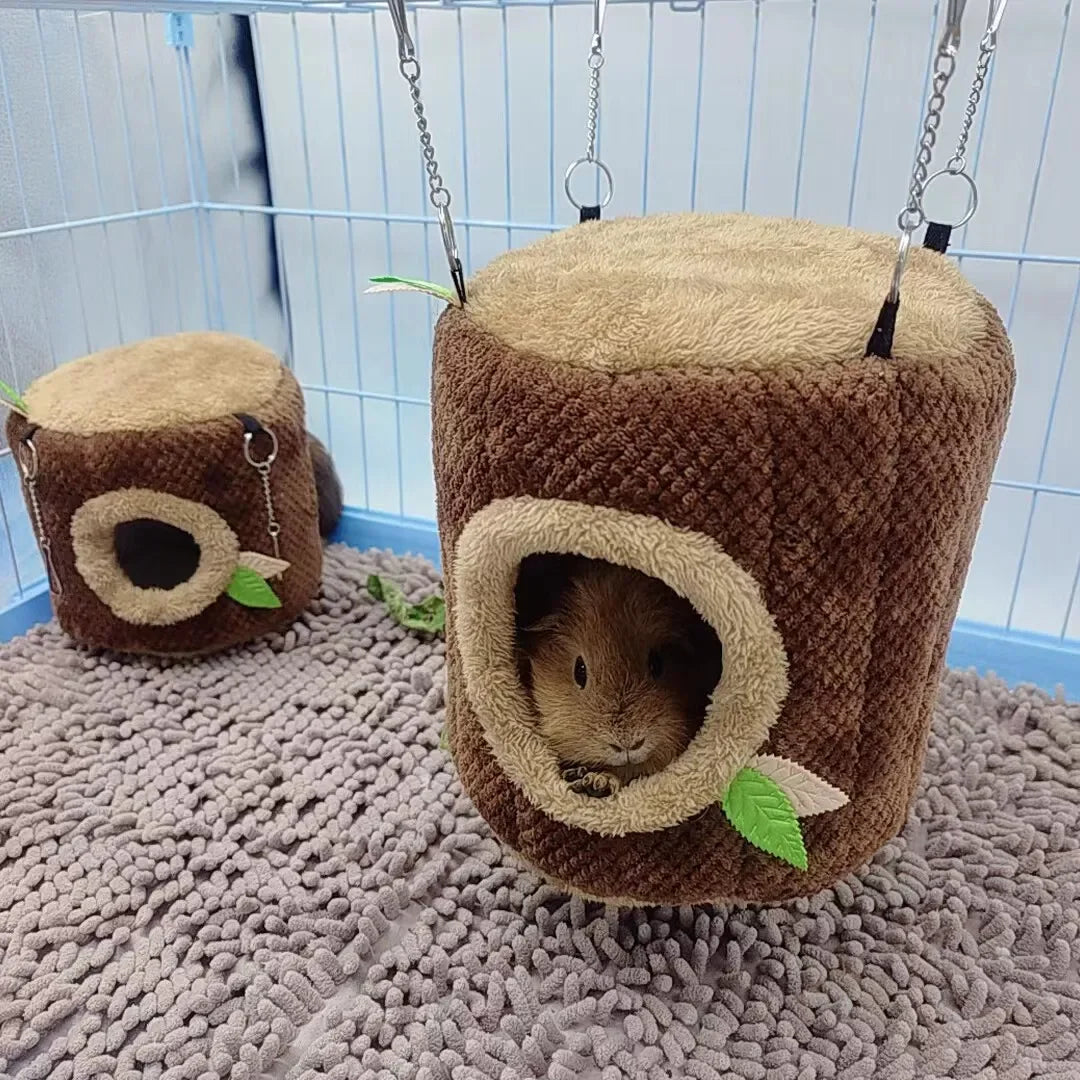Hamster-Hängematte Baumstumpf-Design - Warmes Nest für Kleintiere in 2 Größen