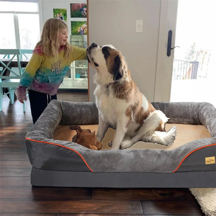 Jumbo großes orthopädisches Hundebett, Memory-Schaum, Haustiersofa, Couch, wasserdicht, erhöhtes Kissen, warme Welpenrolle, Couch, abnehmbarer Bezug Fellnasenliebe123
