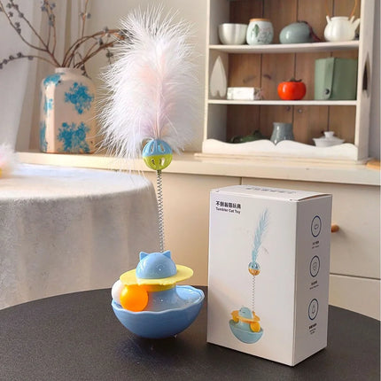 Katzenspielzeug Tumbler Teaser Zauberstab mit Feder und Katzenminze-Ball