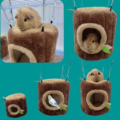 Hamster-Hängematte Baumstumpf-Design - Warmes Nest für Kleintiere in 2 Größen
