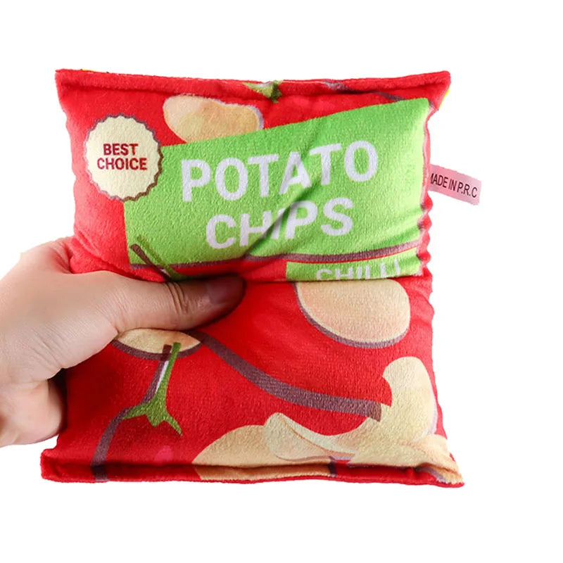 Chips-Hundespielzeug mit Quietscher - Plüsch Kauspielzeug für kleine & mittlere Hunde