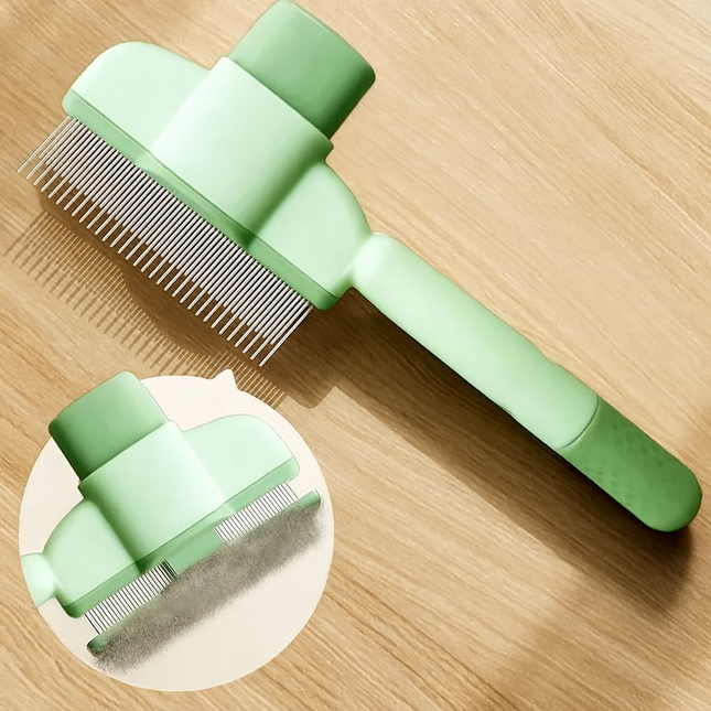 Selbstreinigende Katzenbürste mit Ein-Knopf-Funktion - Tierhaarentferner & Massagekamm - Fellnasenliebe123