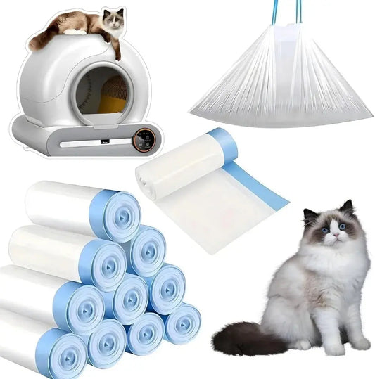 Selbstreinigende Katzentoilette, Kothoutel, Kordelzugverschluss für Katzentoilette, Heimtierbedarf, nur 10 Rollen Müllsäcke Fellnasenliebe123