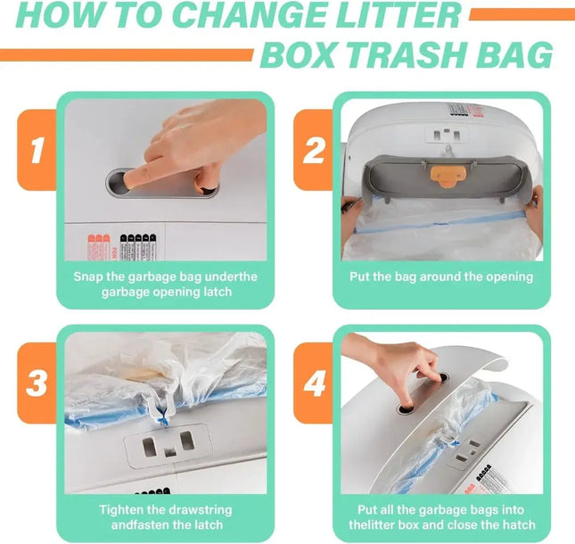 Selbstreinigende Katzentoilette, Kothoutel, Kordelzugverschluss für Katzentoilette, Heimtierbedarf, nur 10 Rollen Müllsäcke Fellnasenliebe123