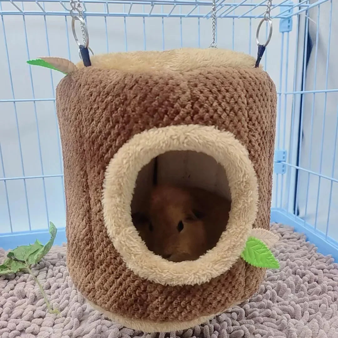 Hamster-Hängematte Baumstumpf-Design - Warmes Nest für Kleintiere in 2 Größen