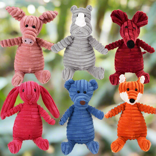 Corduroy dog ​​toys for small and large dogs, animal plush squeaky toys for dogs